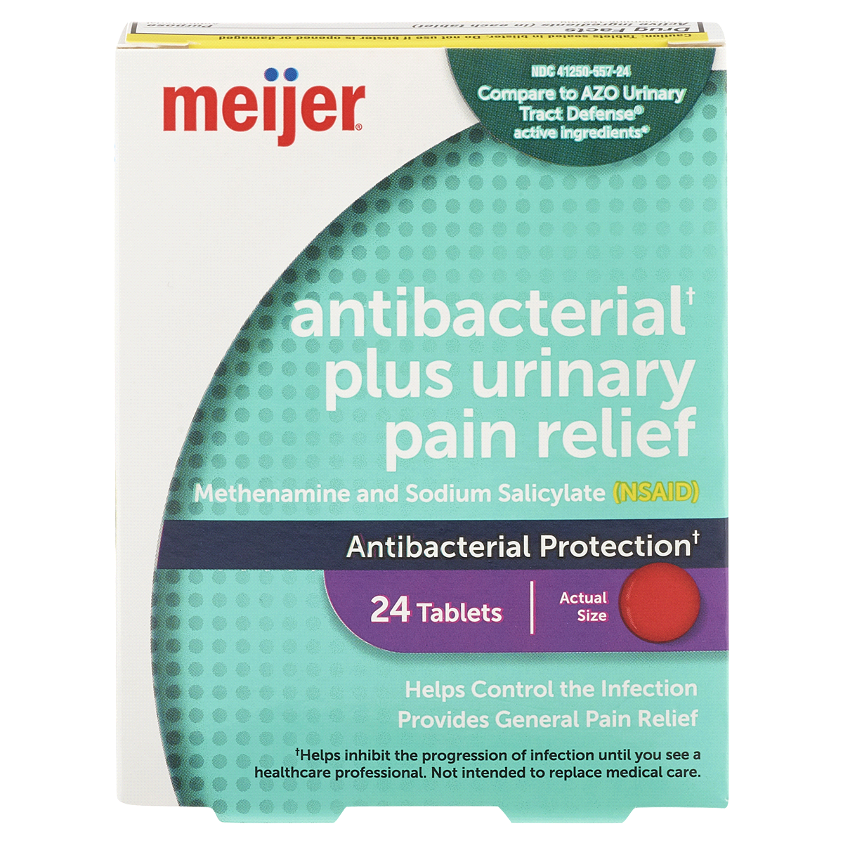 slide 1 of 13, Meijer Antibacterial Plus Urinary Pain Relief, 24 ct