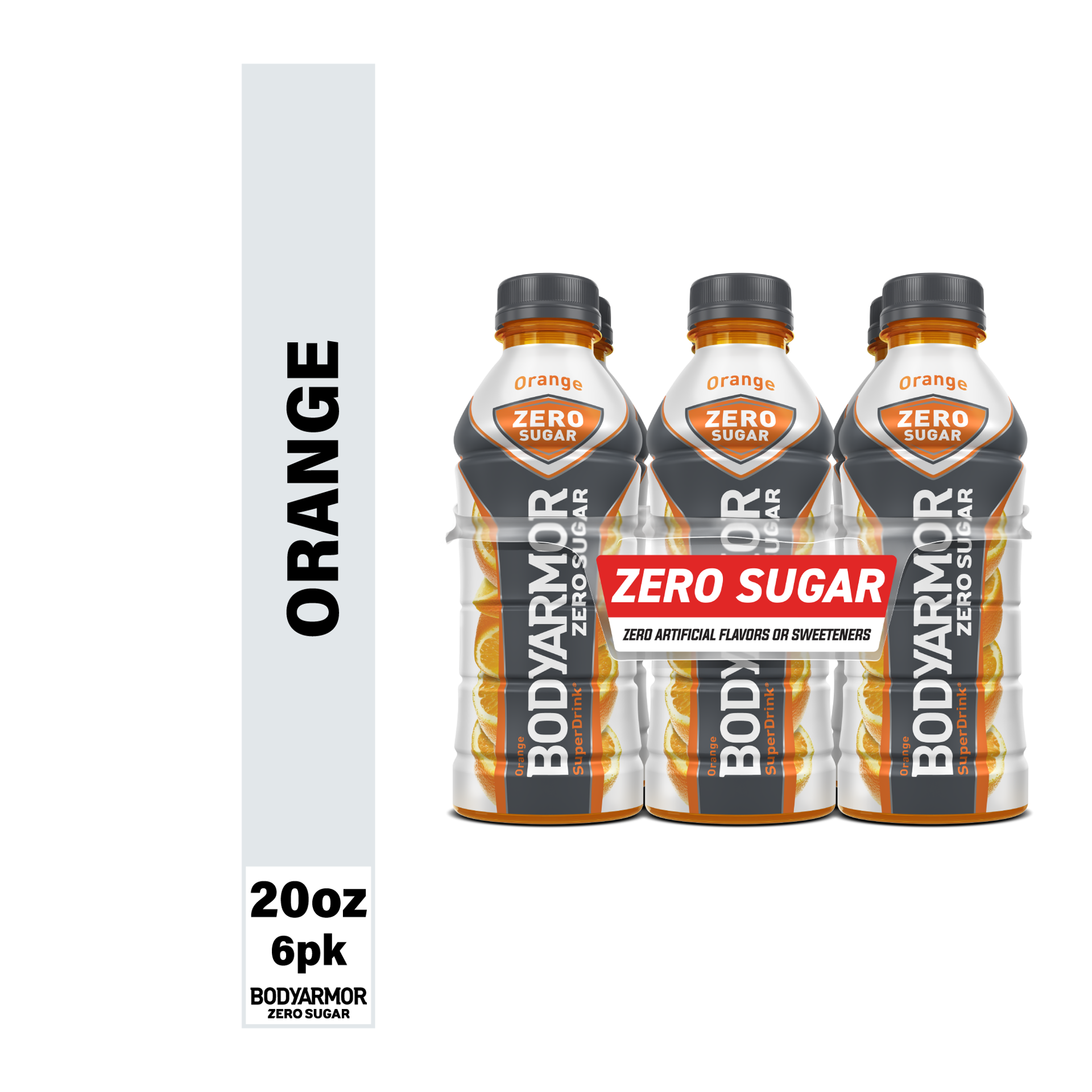 slide 1 of 5, BODYARMOR Zero Sugar Orange Electrolyte Sports Drink, 20 fl oz Bottles, 6 Pack, 120 fl oz