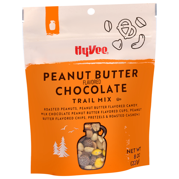 slide 1 of 1, Hy-Vee Trail Mix, Peanut Butter Flavored Chocolate, 8 oz
