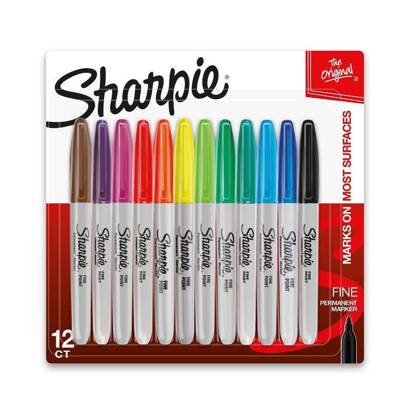 slide 1 of 7, Sharpie Permanent Fine Point Assorted Markers 12 ea, 12 ct