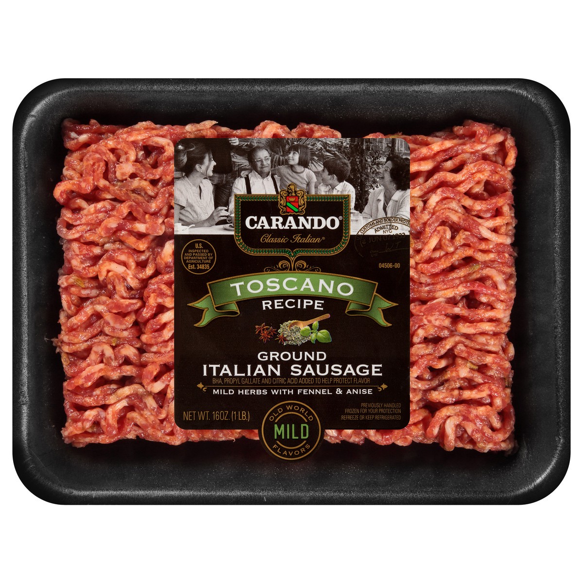 slide 1 of 1, Carando  Tsocano Ground Italian Sausage, 16 oz