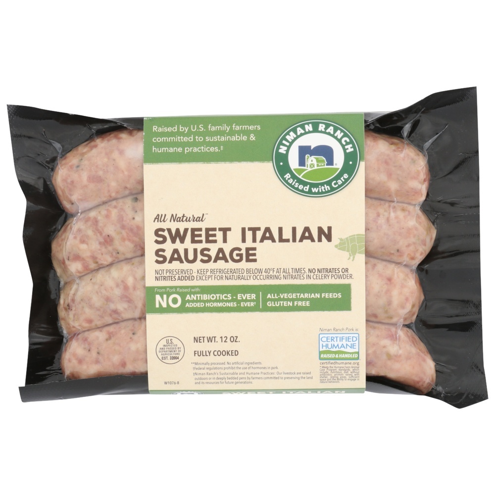 slide 1 of 1, Niman Ranch All Natural Sweet Italian Sausage, 12 oz