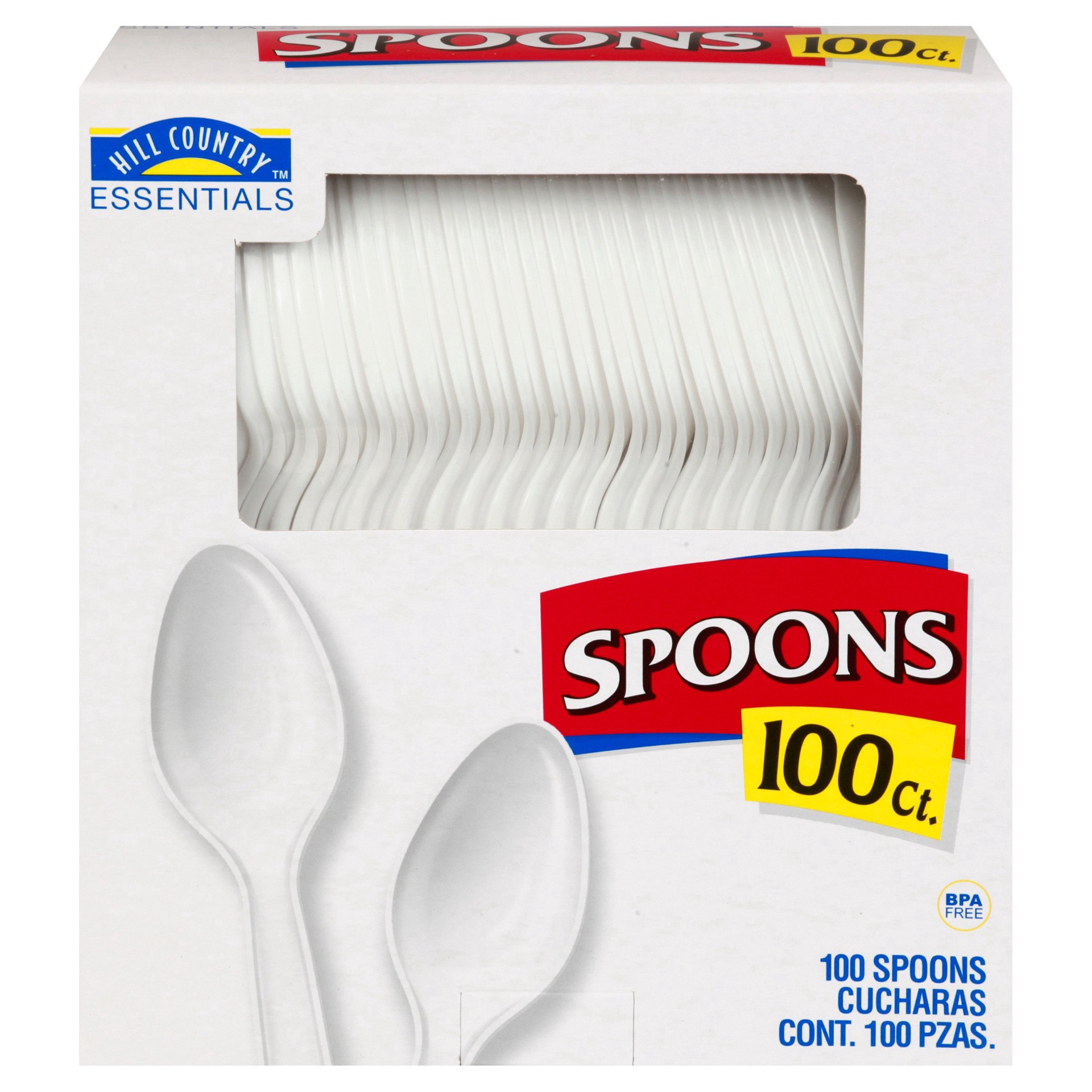 slide 1 of 1, Hill Country Fare Everyday White Spoons with Resealable Bag, 100 ct
