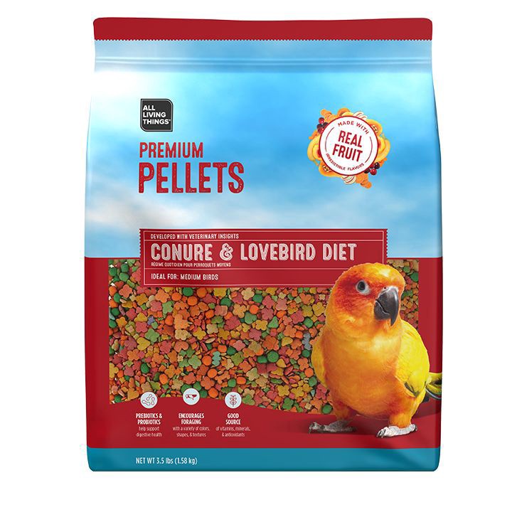 slide 1 of 1, All Living Things Conure Fruit Pellets Food, 3.5 lb