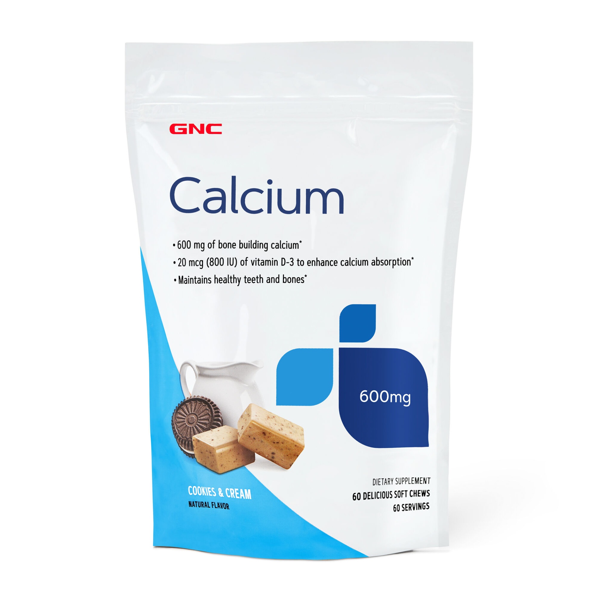 slide 1 of 1, GNC Calcium Soft Chews - Cookies and Cream, 60 ct