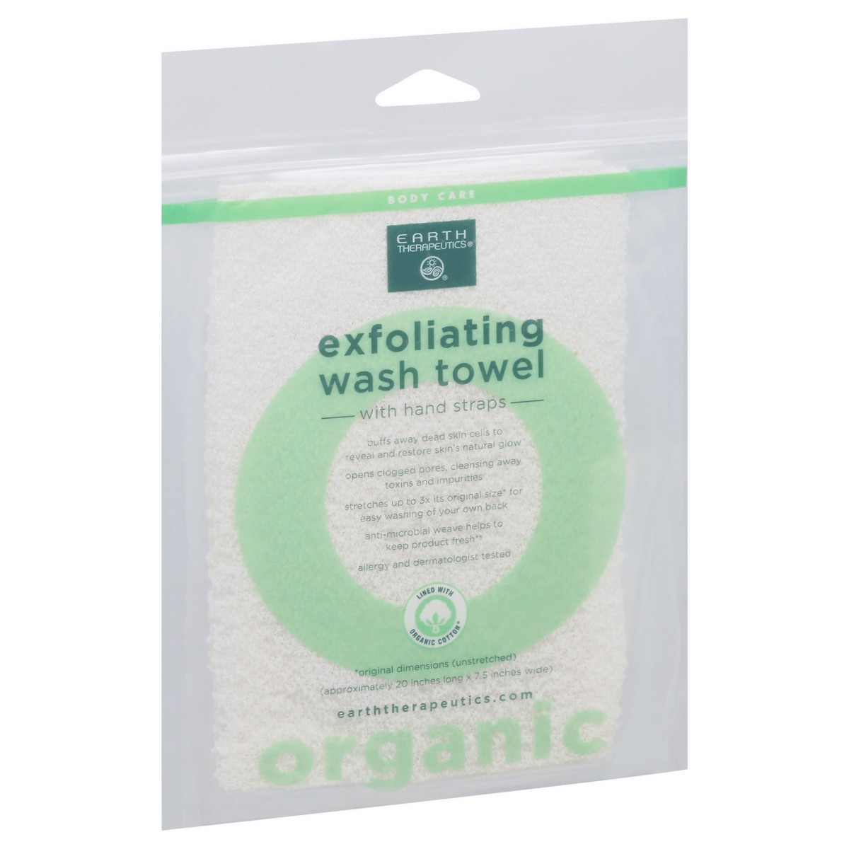 slide 2 of 9, Earth Therapeutics Body Care Exfoliating Organic with Hand Straps Wash Towel 1 ea, 1 ct