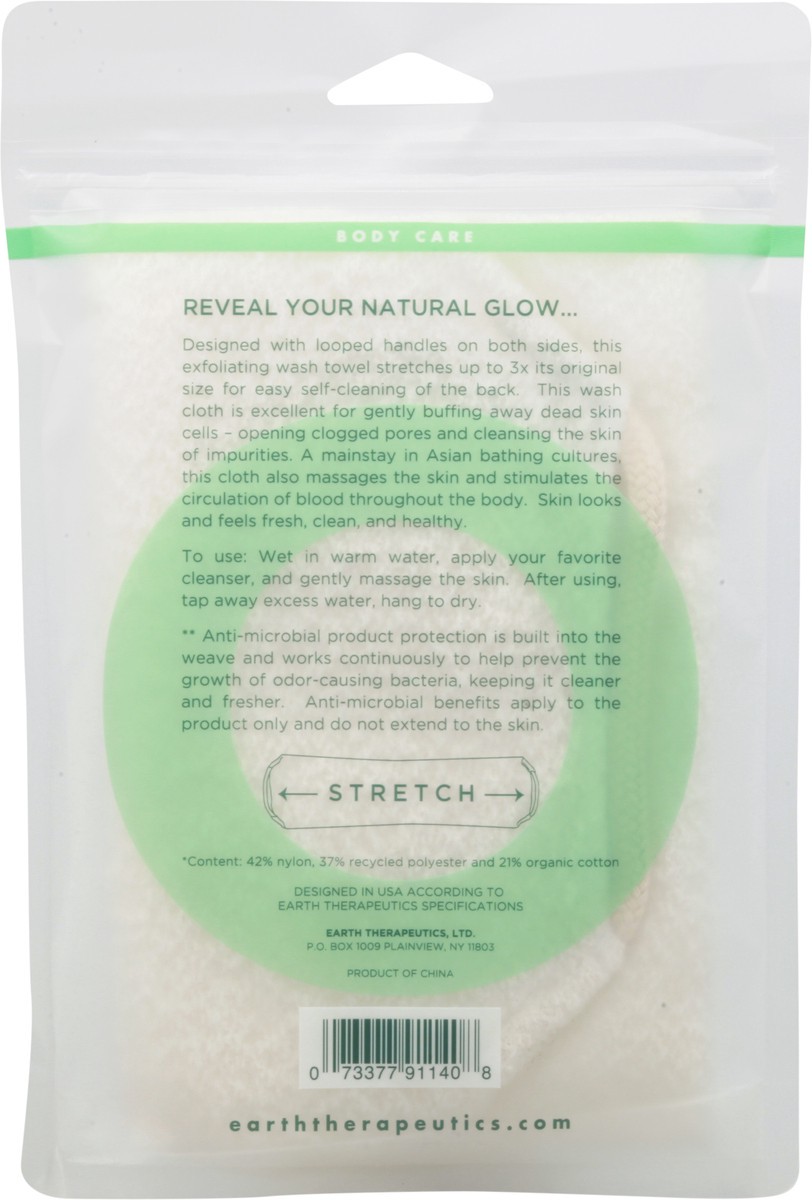 slide 5 of 9, Earth Therapeutics Body Care Exfoliating Organic with Hand Straps Wash Towel 1 ea, 1 ct