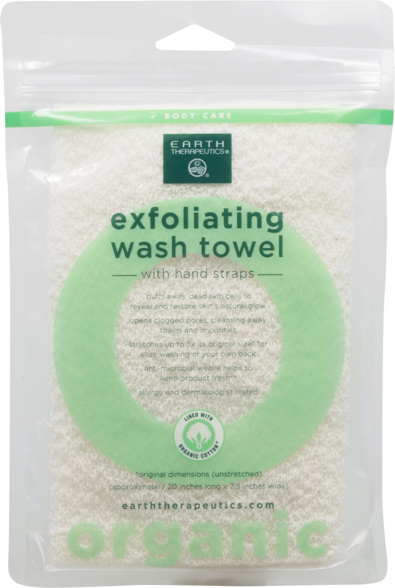 slide 6 of 9, Earth Therapeutics Body Care Exfoliating Organic with Hand Straps Wash Towel 1 ea, 1 ct