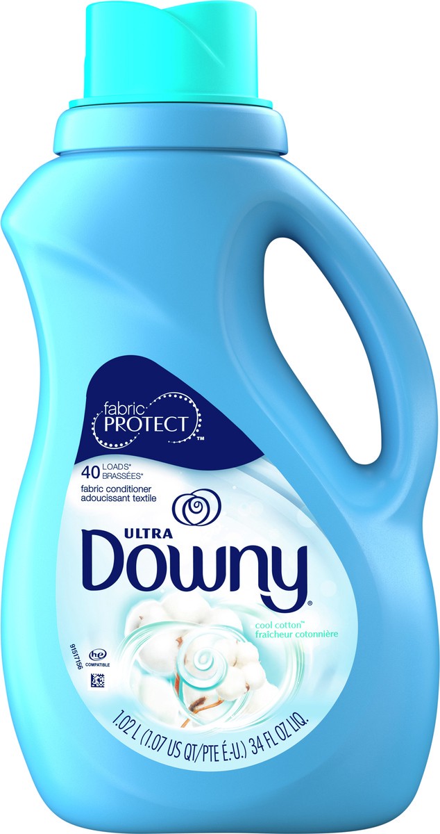 slide 5 of 6, Downy Ultra Cool Cotton Liquid Fabric Conditioner (Fabric Softener), 40 Loads 34 fl oz, 34 fl oz