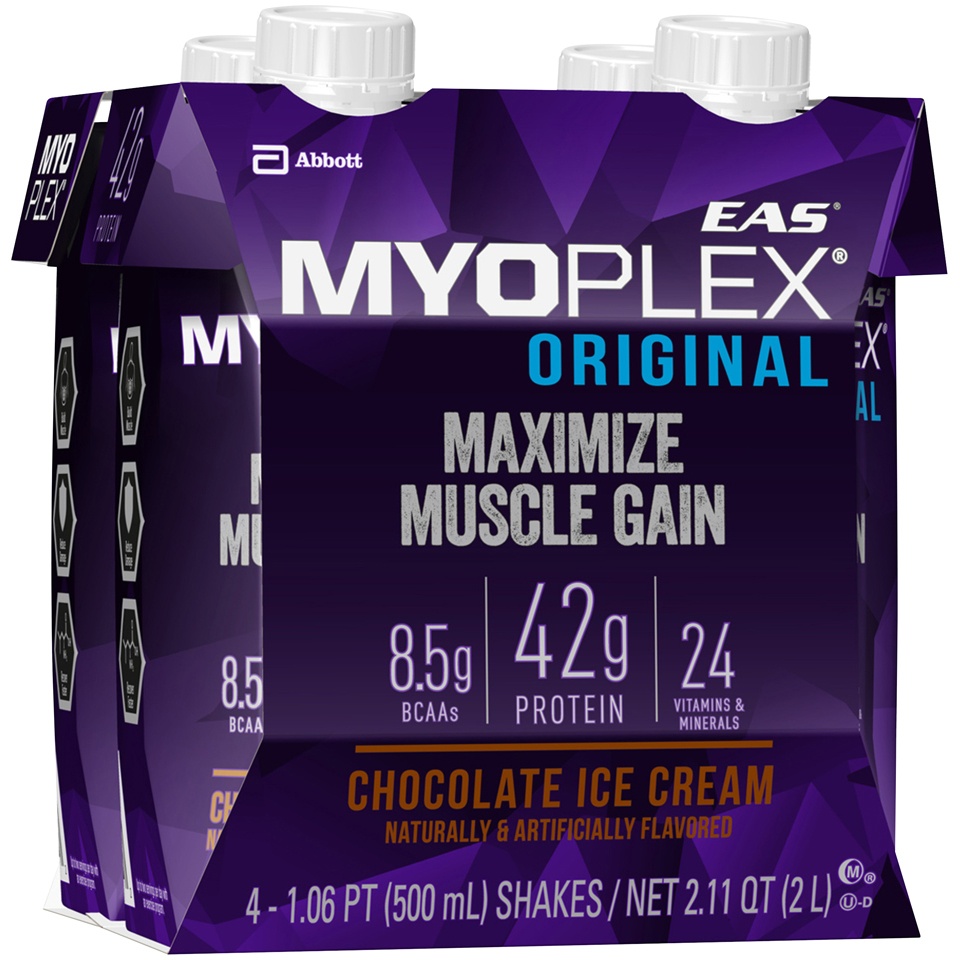 slide 2 of 4, EAS Myoplex Original Protein Shake Chocolate Fudge, 4 ct