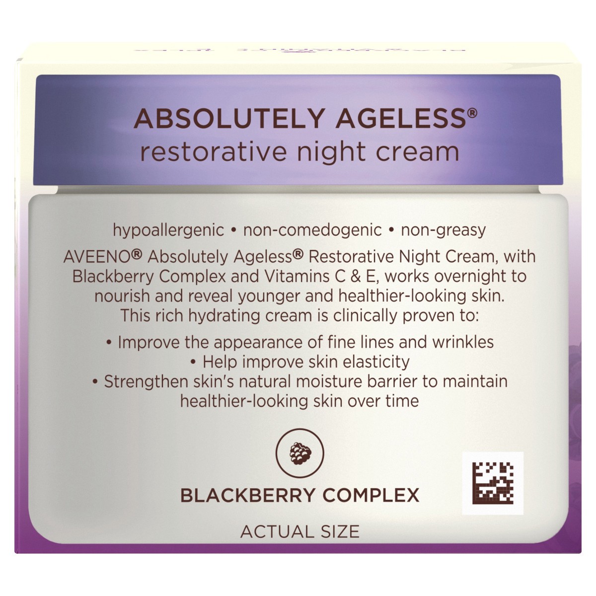 slide 5 of 9, Aveeno Absolutely Ageless Restorative Night Cream Moisturizer for Face & Neck, Antioxidant-Rich Blackberry Complex, Vitamin C & E, Non-Greasy & Non-Comedogenic, 1.7 oz, 1.7 oz