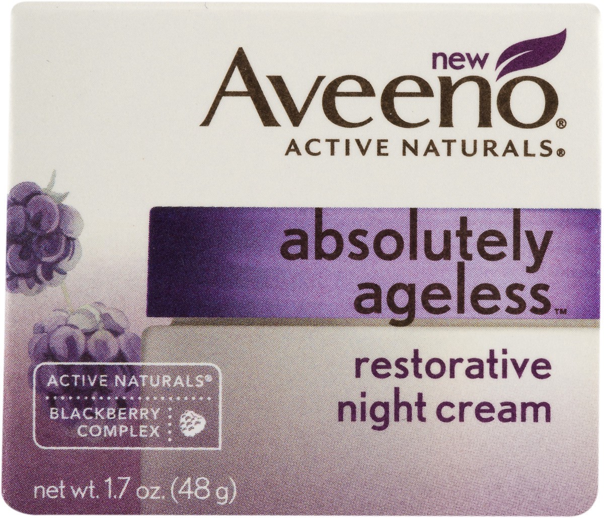 slide 6 of 9, Aveeno Absolutely Ageless Restorative Night Cream Moisturizer for Face & Neck, Antioxidant-Rich Blackberry Complex, Vitamin C & E, Non-Greasy & Non-Comedogenic, 1.7 oz, 1.7 oz