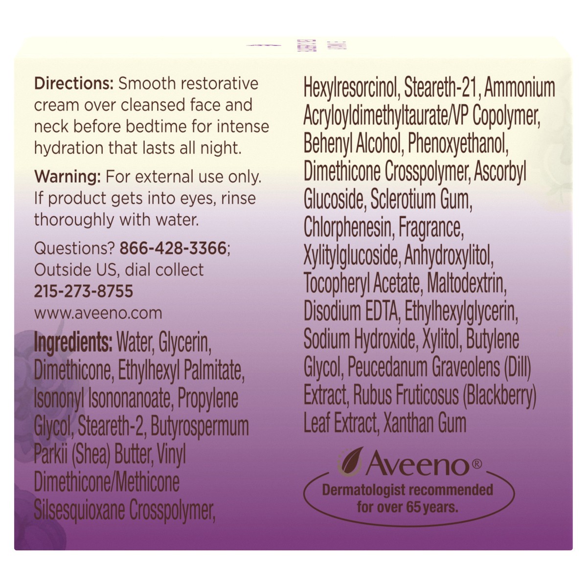 slide 7 of 9, Aveeno Absolutely Ageless Restorative Night Cream Moisturizer for Face & Neck, Antioxidant-Rich Blackberry Complex, Vitamin C & E, Non-Greasy & Non-Comedogenic, 1.7 oz, 1.7 oz