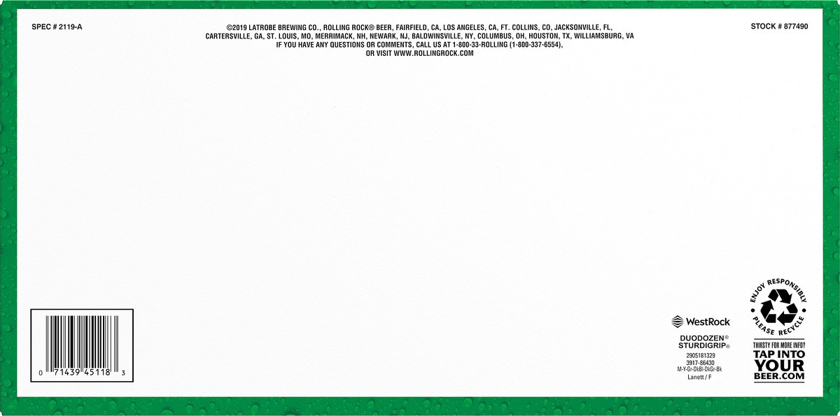 slide 7 of 8, Rolling Rock 18 Pack Extra Pale Premium Beer 18 ea, 18 ct