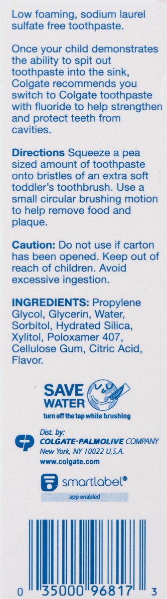 slide 3 of 9, Colgate Zero For Kids Mild Fruit, 3-24Mo, 1.75 oz