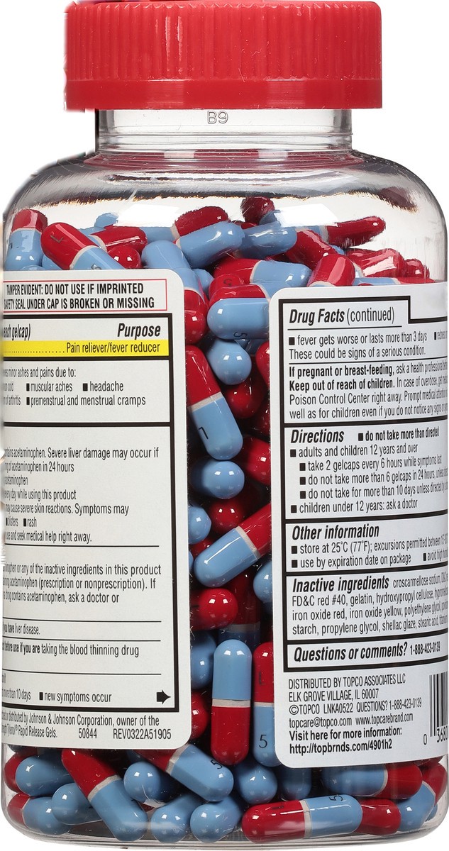 slide 8 of 10, TopCare Pain Relief Gel Caps, 400 ct