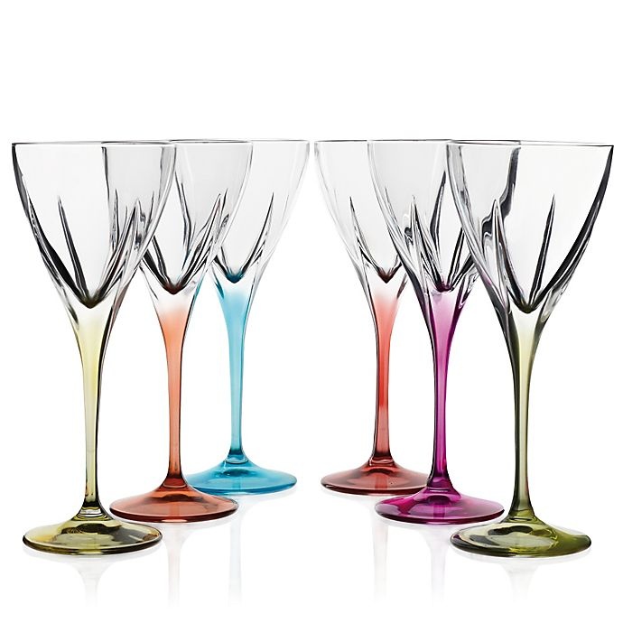 slide 1 of 1, Lorren Home Trends Fusion Wine Glasses - Multi, 6 ct