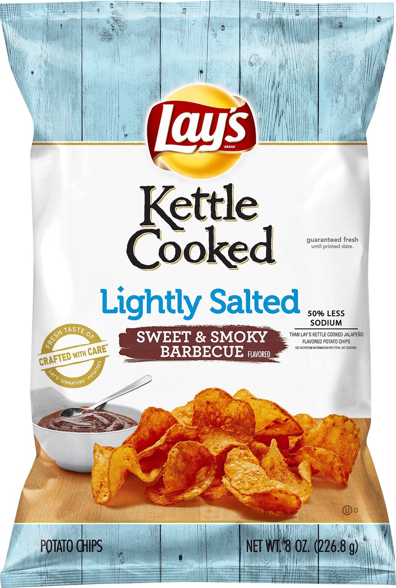 slide 5 of 7, Lay's Kettle Cooked Lightly Salted Sweet & Smoky Barbecue Flavored Potato Chips 8 oz, 8 oz