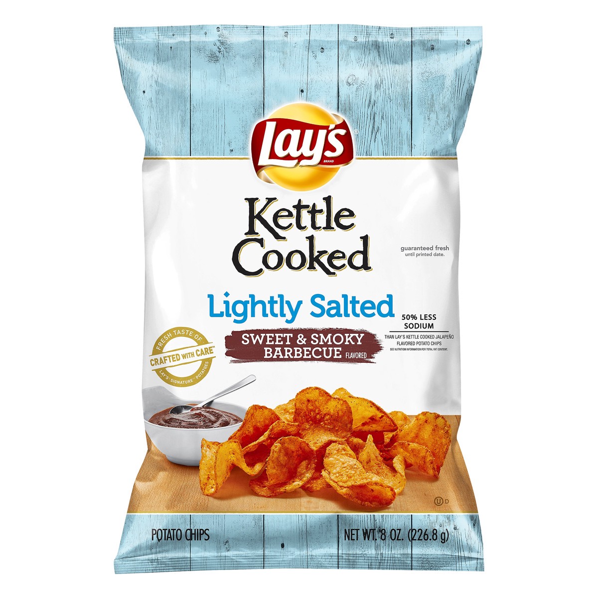 slide 3 of 7, Lay's Kettle Cooked Lightly Salted Sweet & Smoky Barbecue Flavored Potato Chips 8 oz, 8 oz