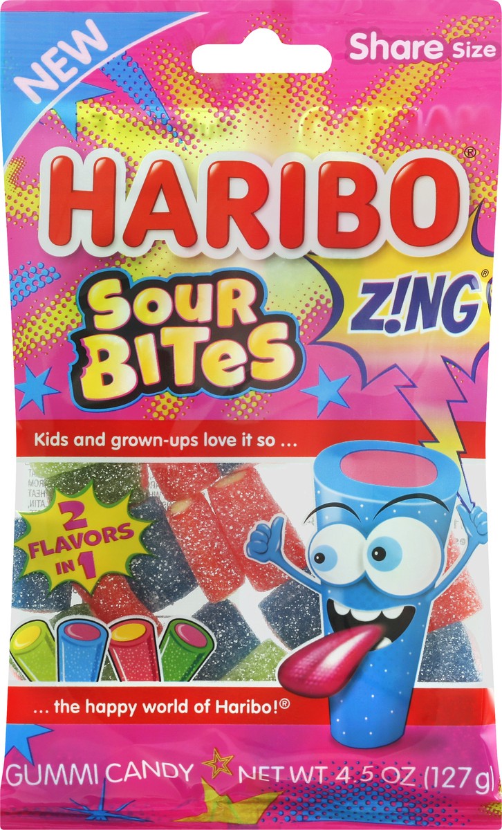 slide 2 of 13, Haribo Sour Candy Zing Bites, 4.5 oz