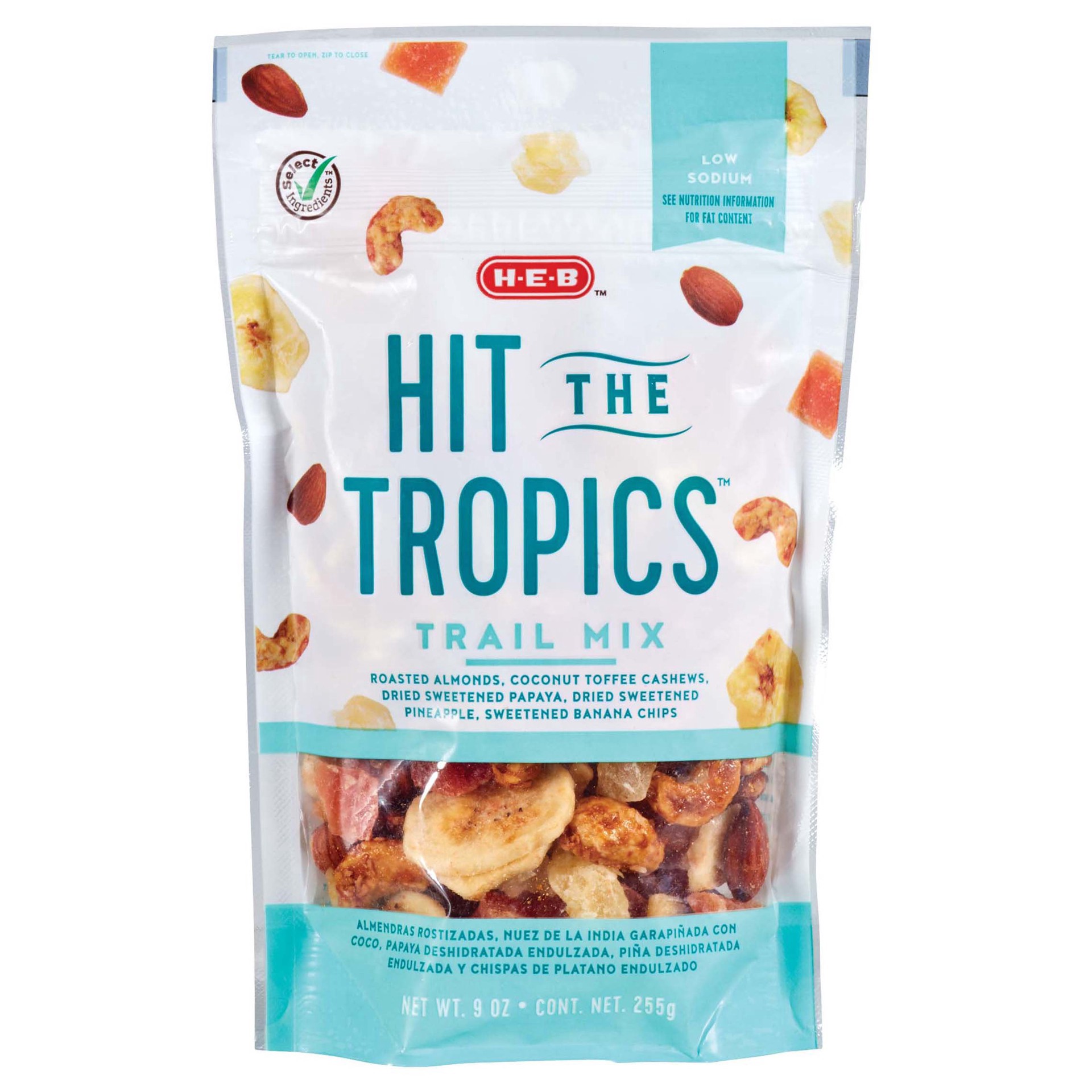 slide 1 of 1, H-E-B Hit the Tropics Trail Mix, 9 oz