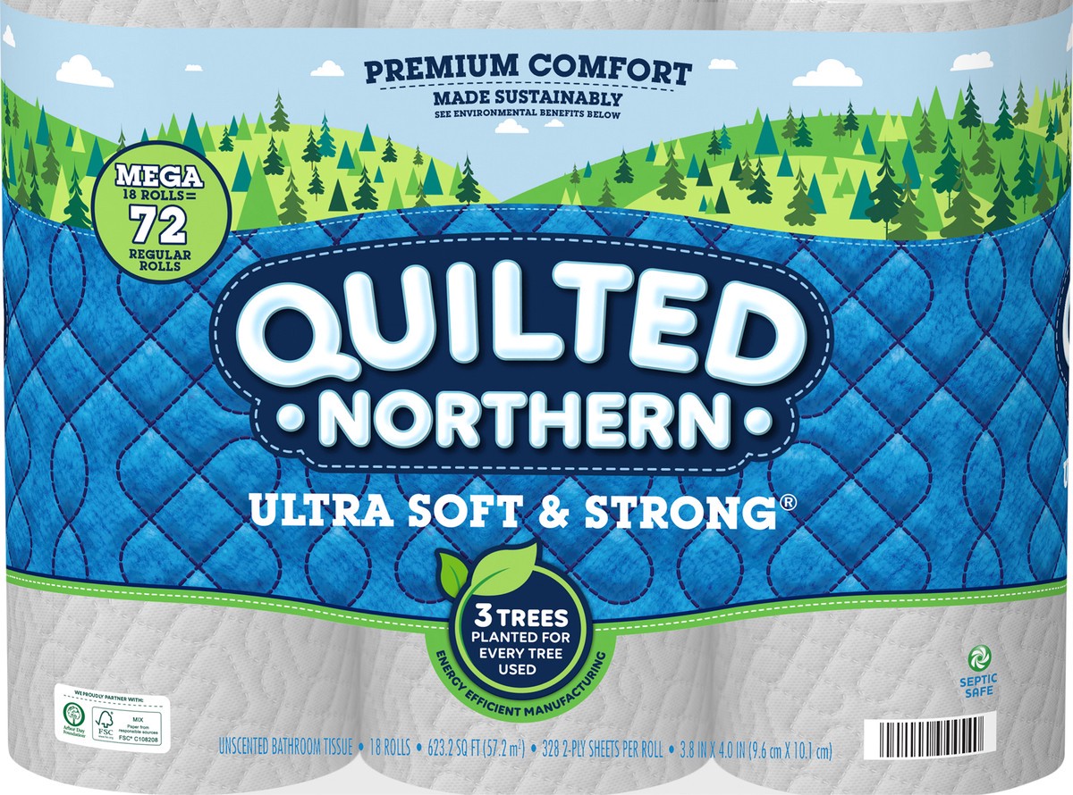 slide 4 of 4, Quilted Northern Ultra Soft & Strong 2-Ply Mega Rolls Unscented Bathroom Tissue 18 ea, 18 ct