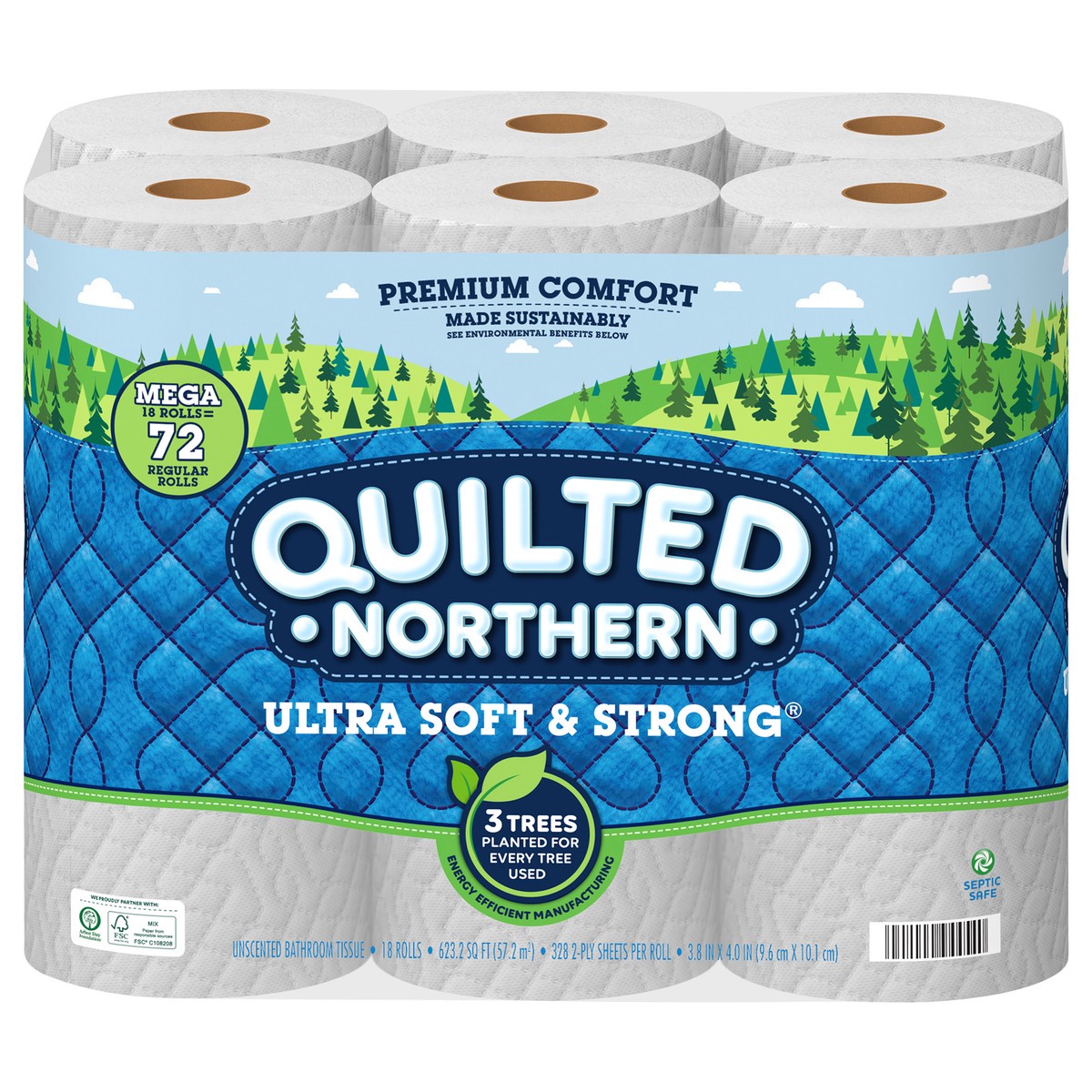 slide 1 of 4, Quilted Northern Ultra Soft & Strong 2-Ply Mega Rolls Unscented Bathroom Tissue 18 ea, 18 ct