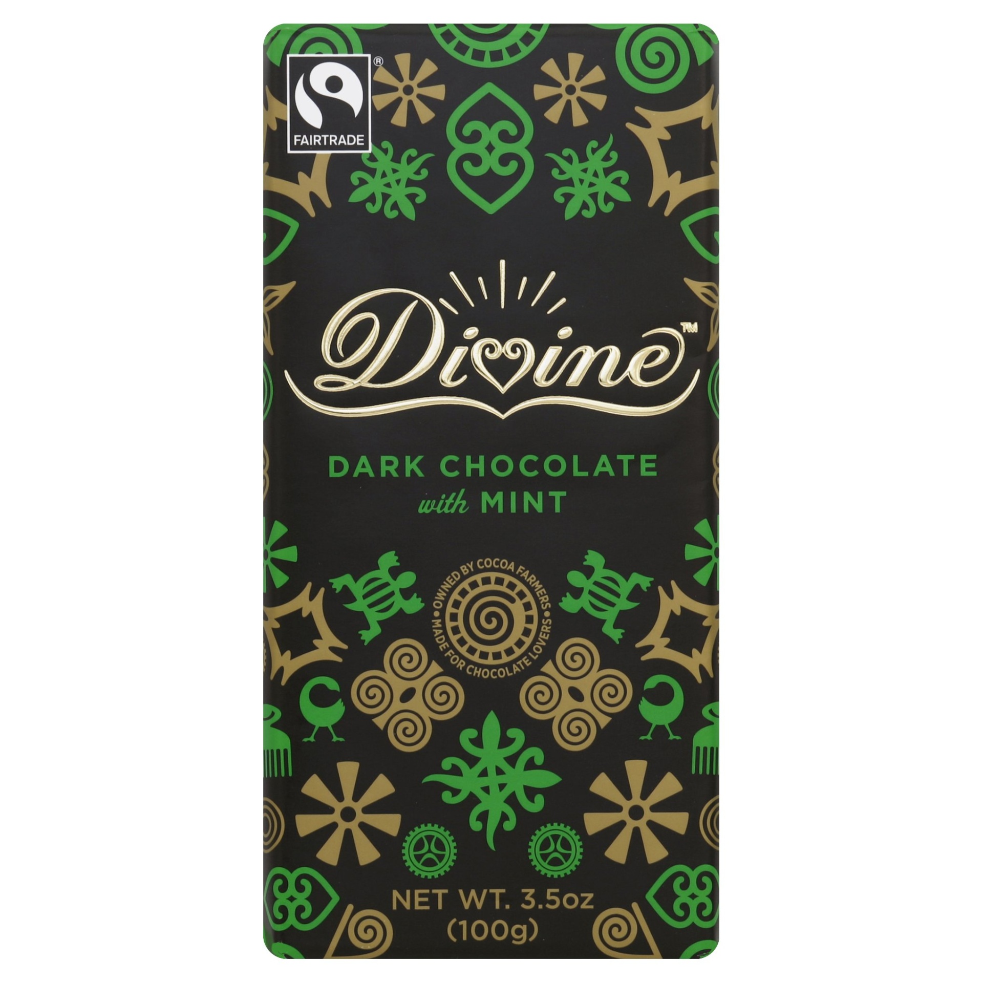 slide 1 of 5, Divine 70% Dark Chocolate Bar with Mint, 3.5 oz