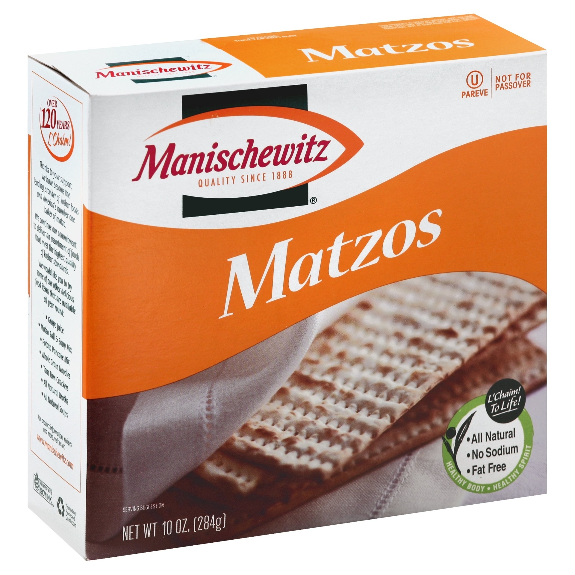 slide 1 of 6, Manischewitz Unsalted Matzo Crackers, 10 oz