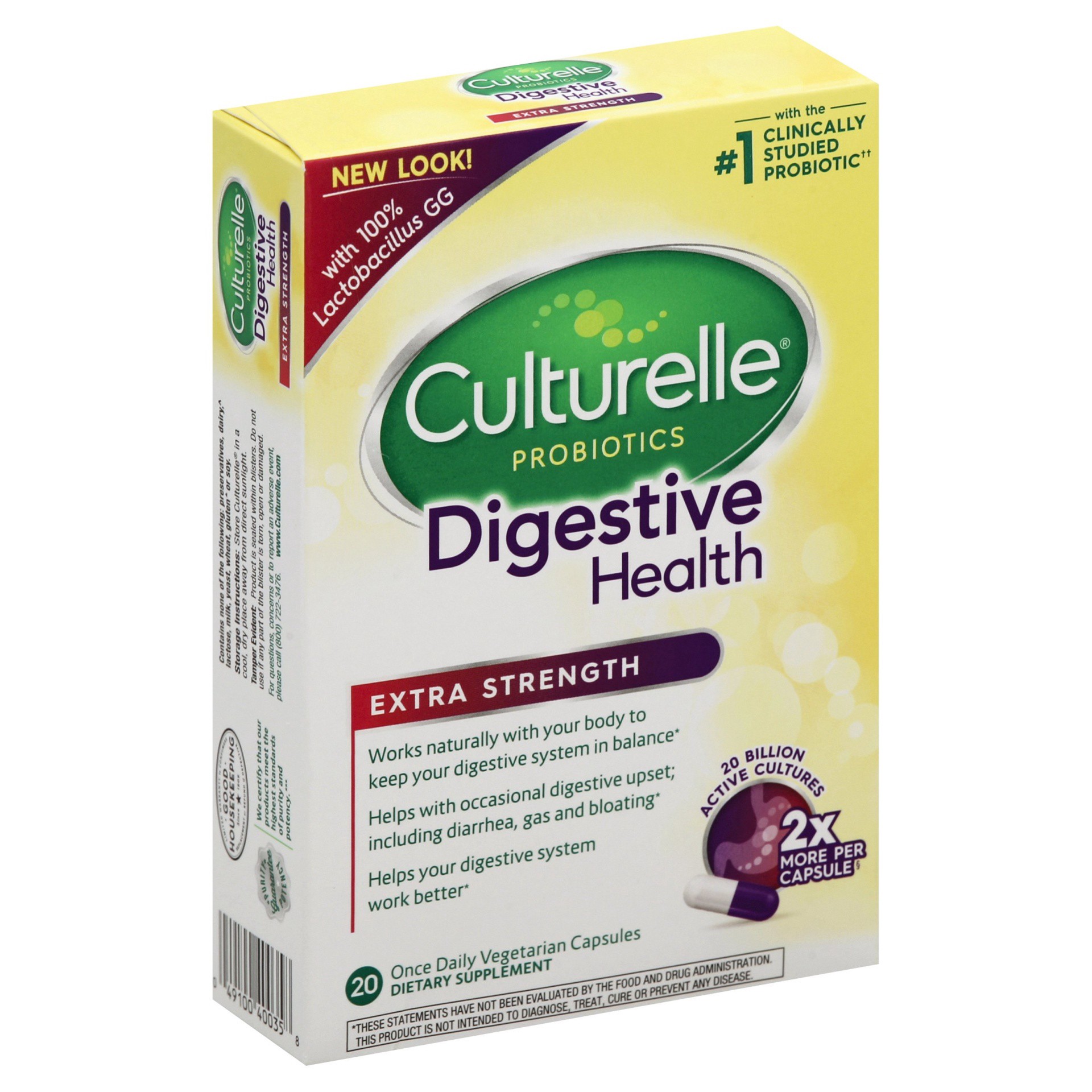 slide 1 of 5, Culturelle Extra Strength Digestive Health Probiotic, 20 ct