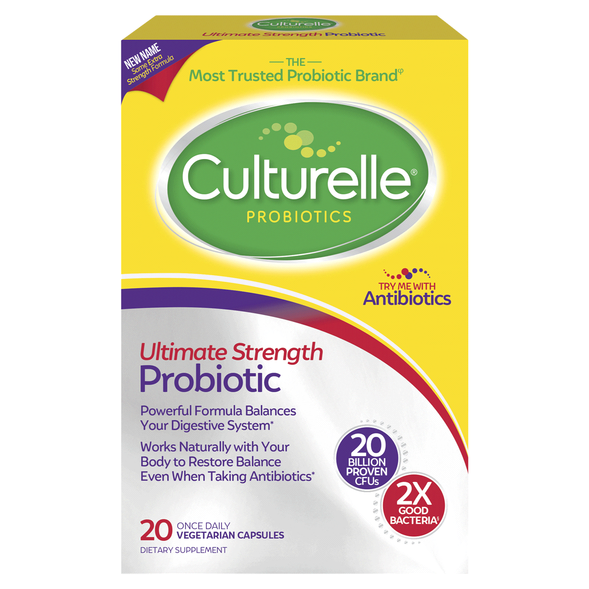 slide 1 of 5, Culturelle Extra Strength Digestive Health Probiotic, 20 ct