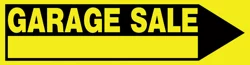 Hillman Garage Sale Arrow Sign - Yellow/Black