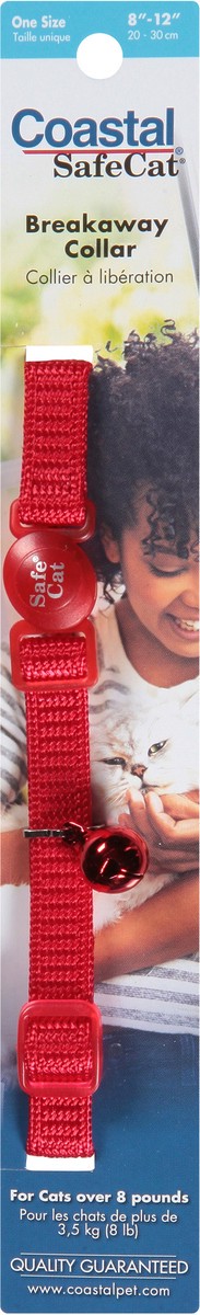 slide 2 of 11, Safe Cat Adjustable Snag-Proof Breakaway Collar, Red, 3/8" x 8"-12", 1 ct