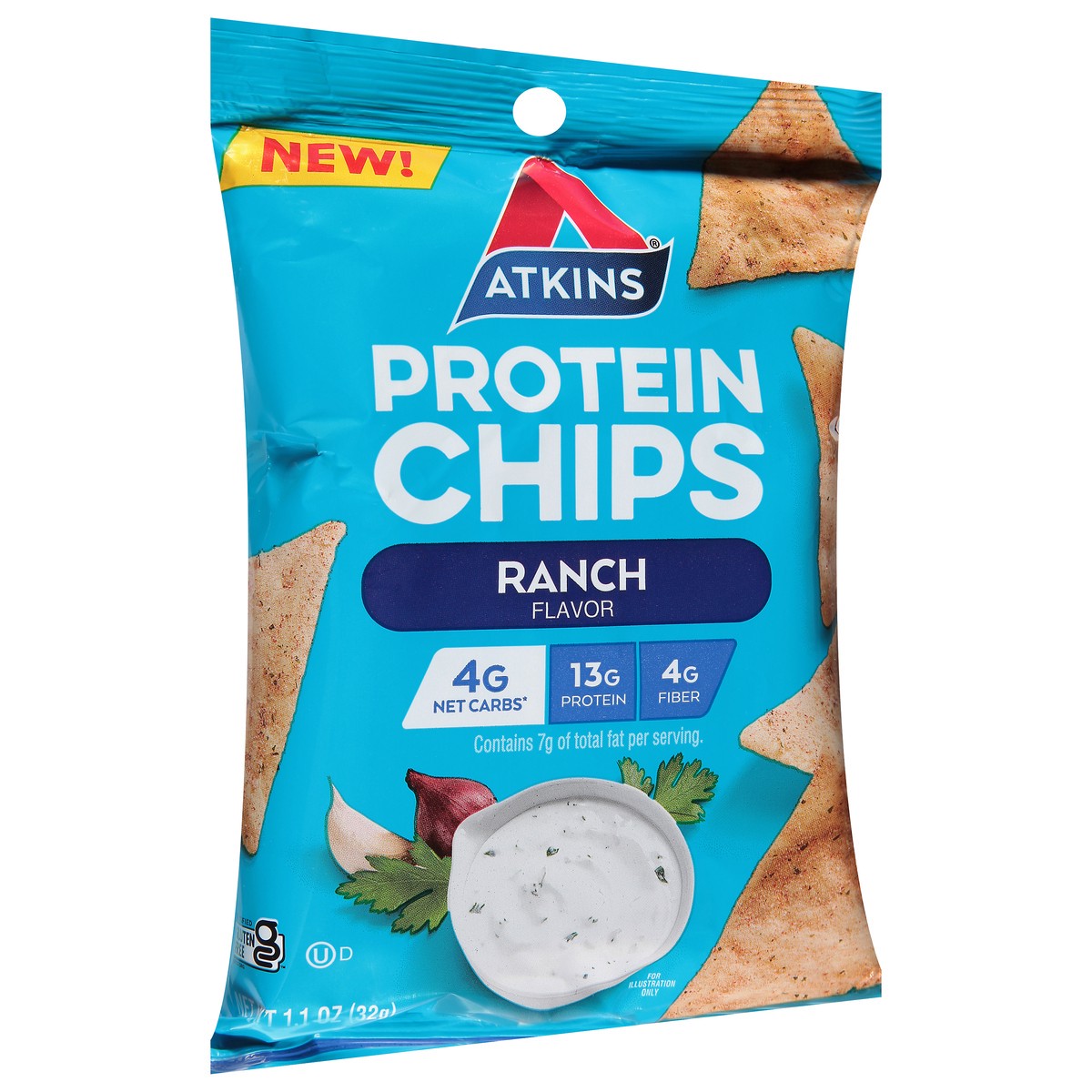 slide 8 of 11, Atkins Protein Chips, Ranch Flavor, 1.10 oz