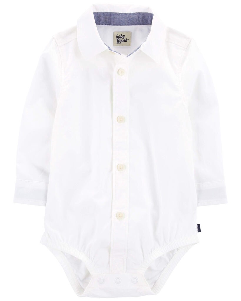 slide 3 of 3, Oshkosh Baby Button-Front Bodysuit White 18M, 1 ct