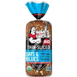 Dave's Killer Bread Organic Oats & Blues Bread Thin-Sliced, Organic Oats & Blue Cornmeal Topped, 20.5 oz Loaf