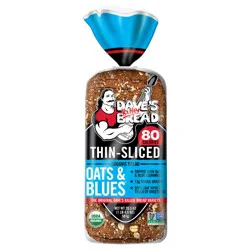 Dave's Killer Bread Organic Oats & Blues Bread Thin-Sliced, Organic Oats & Blue Cornmeal Topped, 20.5 oz Loaf