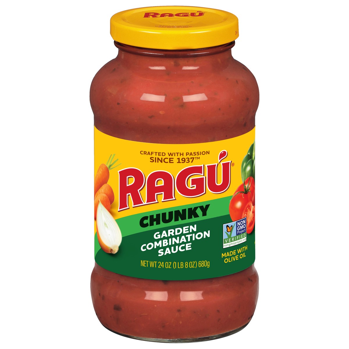 slide 1 of 9, Ragu Chunky Garden Combination Sauce 24 oz, 24 oz