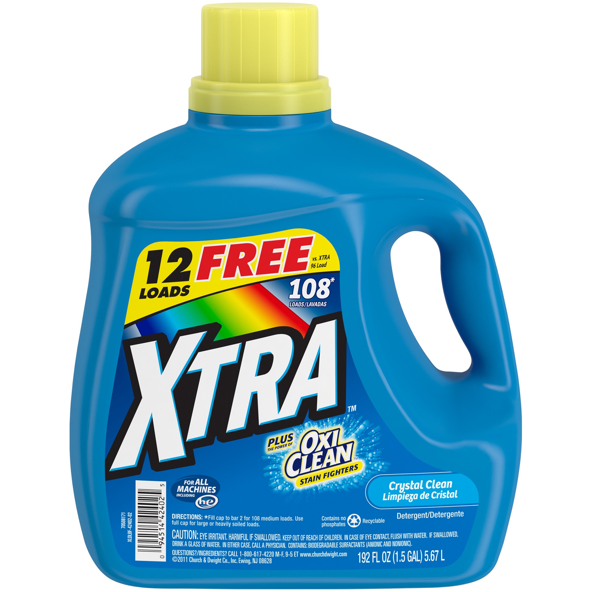 slide 1 of 4, Xtra Detergent, Crystal Clean, 192 oz