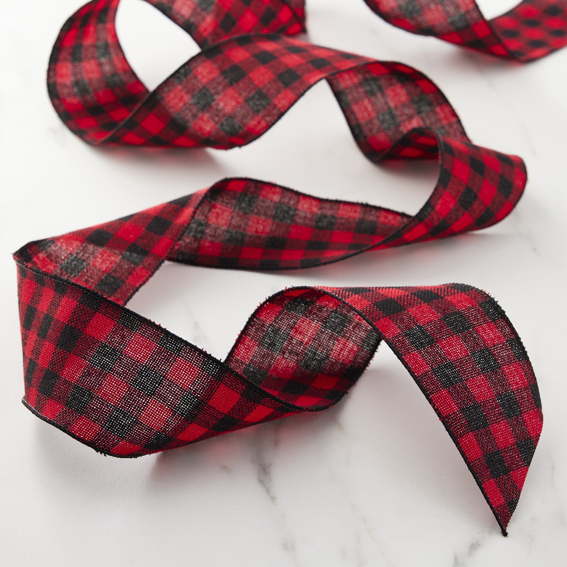 slide 3 of 4, 2.5" X 25ft. Red & Black Buffalo Check Wired Ribbon By Celebrate It, 2.5 in x 25 ft