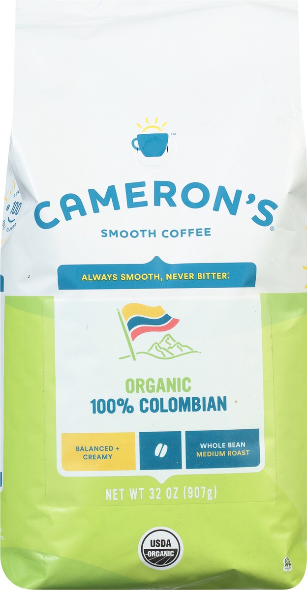 slide 8 of 9, Cameron's Coffee Whole Bean Bag, Organic 100% Colombian, 32oz, 32 oz