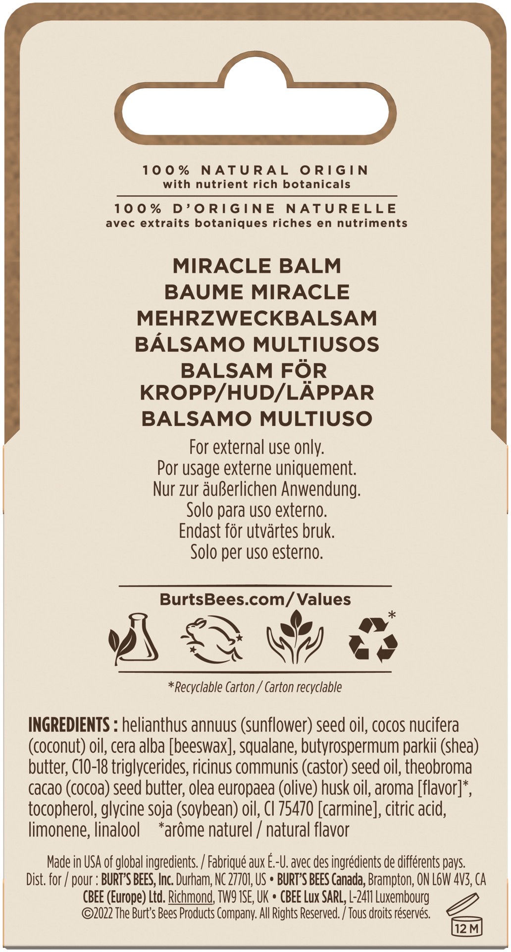 slide 3 of 5, Burt's Bees Miracle Balm, 100% Natural Origin, Naturally Sheer, 0.6 Ounces, 0.6 oz