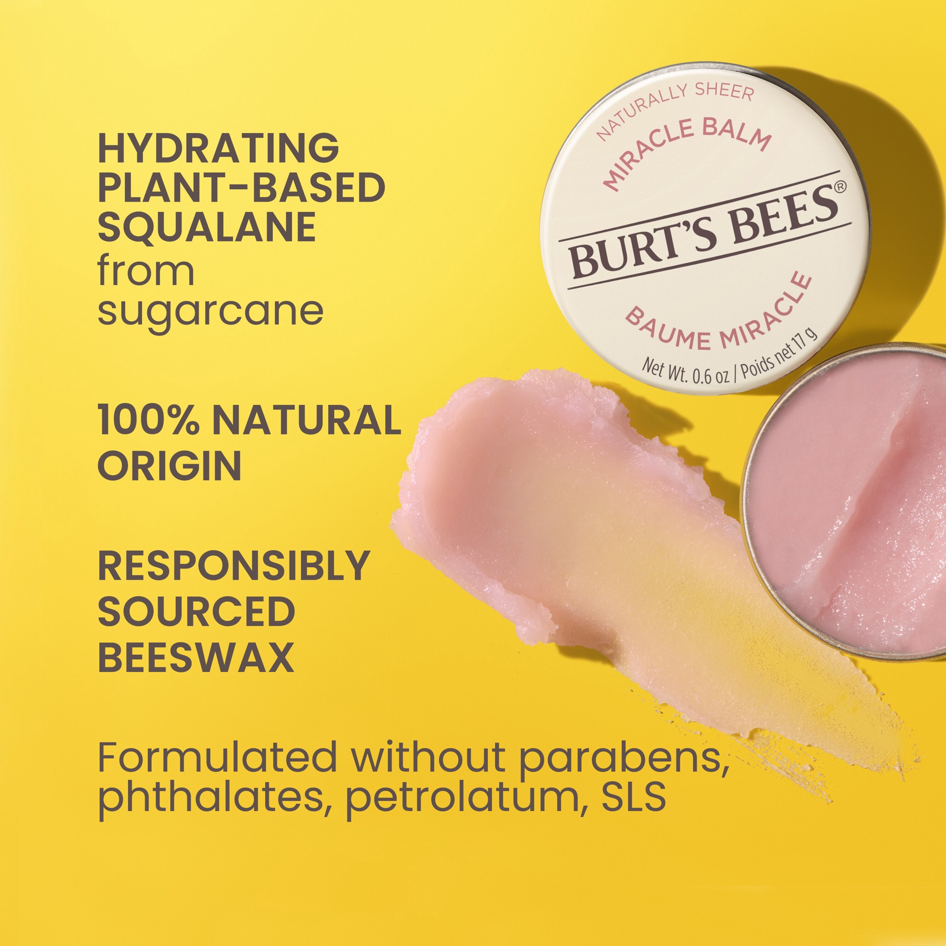 slide 2 of 5, Burt's Bees Miracle Balm, 100% Natural Origin, Naturally Sheer, 0.6 Ounces, 0.6 oz