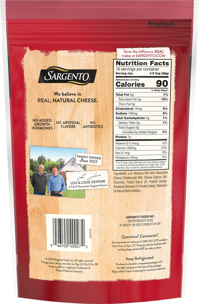 slide 16 of 16, Sargento Shredded Mozzarella Natural Cheese, Traditional Cut, 16 oz., 16 oz