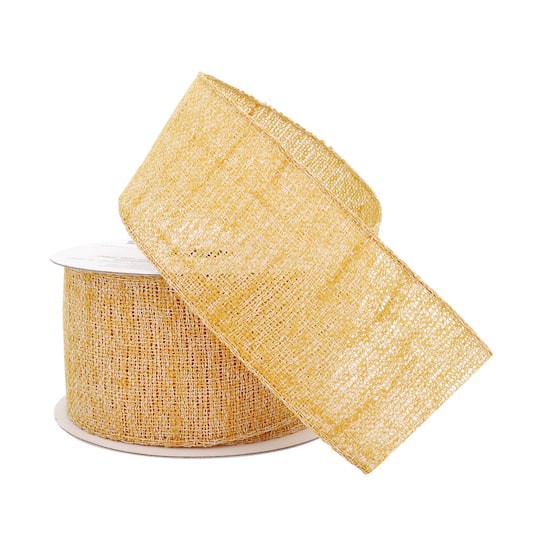 slide 1 of 4, 1.5" X 3yd. Linen Wired Ribbon By Celebrate It, 1.5 in x 3 yd