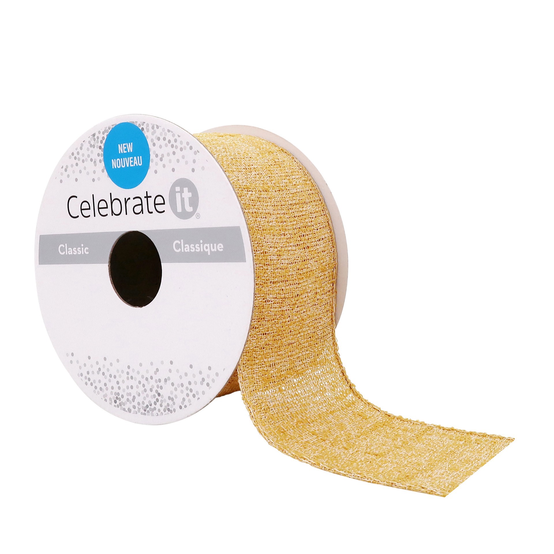 slide 2 of 4, 1.5" X 3yd. Linen Wired Ribbon By Celebrate It, 1.5 in x 3 yd