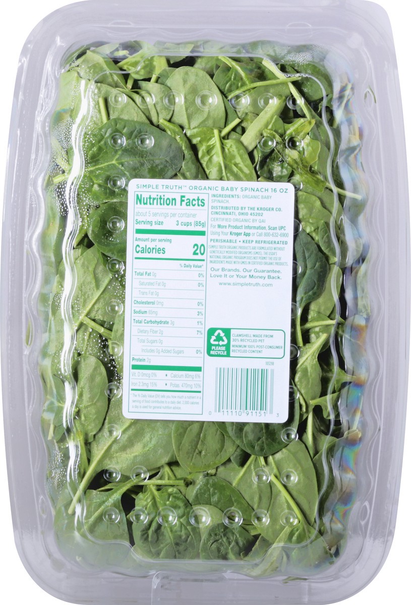 slide 2 of 13, Simple Truth Organic Organic Baby Spinach 16 oz, 16 oz