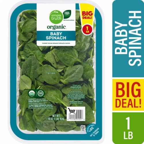 slide 1 of 13, Simple Truth Organic Organic Baby Spinach 16 oz, 16 oz