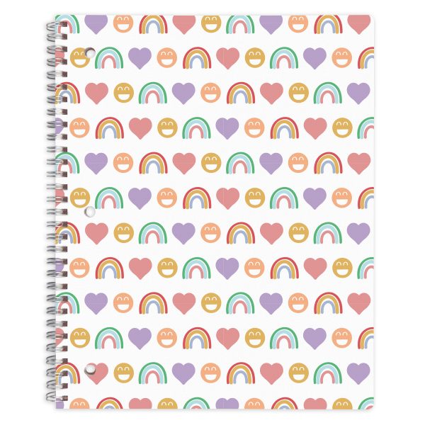 slide 1 of 1, Office Depot Brand Fashion Notebook, 8-1/2'' X 10-1/2'', Wide Ruled, 160 Pages (80 Sheets), Hearts/Rainbows, 80 ct