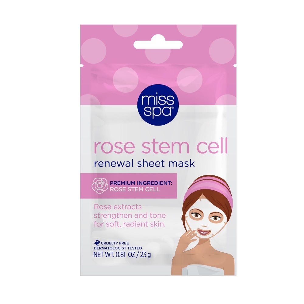 slide 1 of 1, Miss Spa Rose Stem Cell Renewal Sheet Mask, 2 ct
